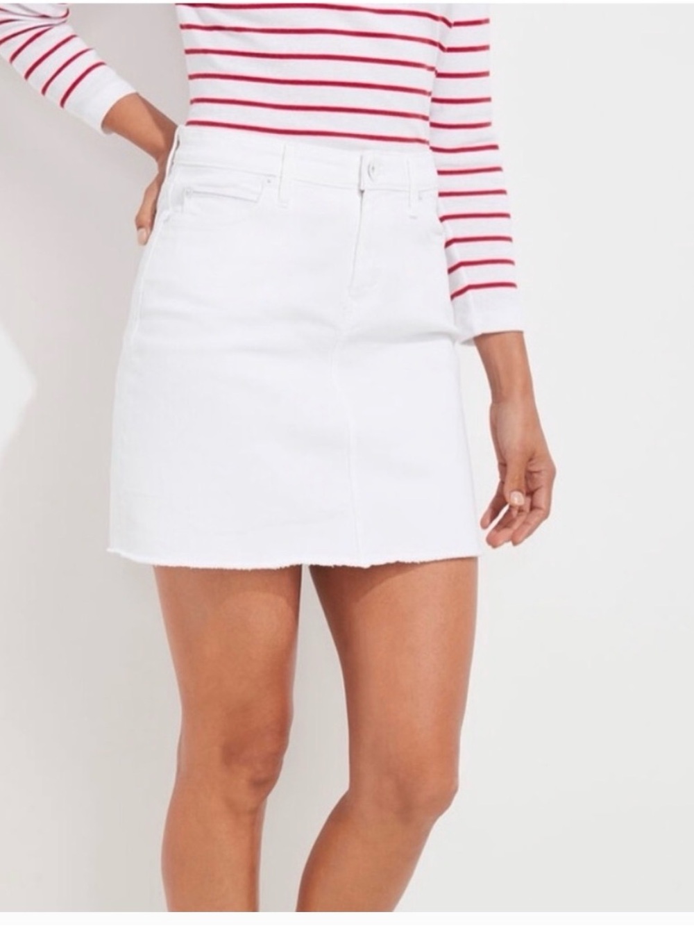 Vineyard Vines Raw Hem White Jean Skirt Size 4
